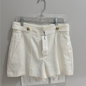 Veronica Beard Runo Linen Blend White High Waist Shorts